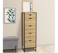 IDMARKET Chiffonnier 5 tiroirs DETROIT 40 cm avec miroir meuble d'entrée design industriel