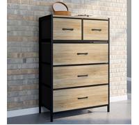 IDMARKET Chiffonnier 5 tiroirs en tissu UTAH 60 cm commode semainier design industriel
