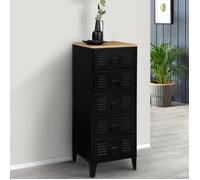 IDMARKET Chiffonnier 5 tiroirs ESTER 40 cm métal noir et plateau façon hêtre design industriel