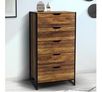 IDMARKET Chiffonnier 5 tiroirs HAWKINS 60 cm commode semainier bois foncé design industriel