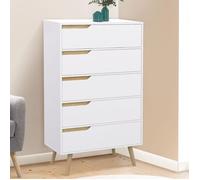 IDMarket Chiffonnier Helsinki 5 tiroirs 60 cm scandinave blanc