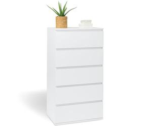IDMarket - Chiffonnier 5 tiroirs TOMI 60 cm Commode semainier Bois Blanc