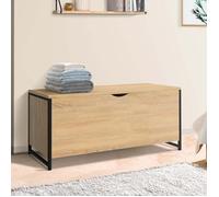 IDMarket - Coffre de rangement 100 cm DETROIT bois et noir design industriel