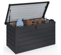 IDMarket - Coffre de rangement métal verrouillable pour jardin 350L gris anthracite 120x62,5x63 cm