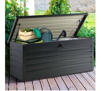 Coffre De Rangement Métal Verrouillable Gris Anthracite Pour Jardin 600l 165x70x63 Cm Gris