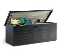 IDMarket - Coffre de Rangement métal verrouillable Gris Anthracite pour Jardin 600L 165x70x63 cm