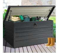 IDMarket - Coffre de rangement métal verrouillable pour jardin 810 L gris anthracite