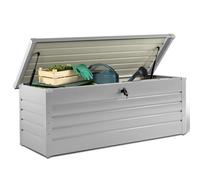 IDMarket Coffre de rangement métal verrouillable pour jardin 600 L gris clair 165x70x63 cm