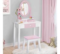 Idmarket Coiffeuse Enfant Bettany Avec Miroir Et Tabouret Blanc