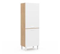 IDMarket - Colonne de Cuisine 60 cm CINA 2 Portes façon hêtre et Blanc