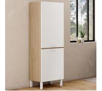 IDMARKET Colonne de cuisine 60 cm CINA 2 portes façon hêtre et blanc