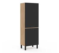 IDMARKET Colonne de cuisine 60 cm CINA 2 portes façon hêtre et noir