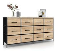 IDMarket – Commode UTAH 12 tiroirs en tissu 140 cm – design industriel