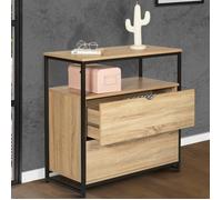 IDMarket - Commode 2 tiroirs Detroit 80 cm Design Industriel avec étagère