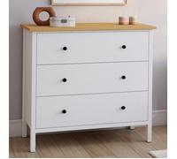 Commode 3 Tiroirs Achille 80 Cm Bois Blanc Plateau Bois
