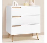 IDMarket - Commode 3 tiroirs Helsinki 80 cm scandinave Blanc