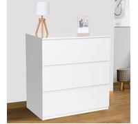 IDMarket Commode TOMI 3 tiroirs 78 cm bois blanc