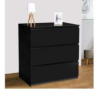 IDMarket Commode TOMI 3 tiroirs 78 cm bois noir