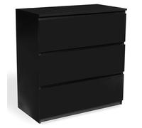 IDMarket - Commode 3 tiroirs TOMI 78 cm Bois Noir
