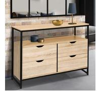 IDMarket Commode Detroit 4 tiroirs 110 cm design industriel avec étagère