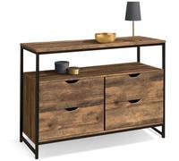 IDMarket - Commode 4 tiroirs Hawkins 110 cm Bois foncé Design Industriel avec étagère