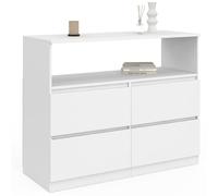 IDMarket - Commode 4 tiroirs TOMI 100 cm avec Niche Bois Blanc