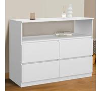 IDMarket Commode TOMI 4 tiroirs 100 cm avec niche Bois blanc