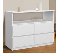 IDMARKET Commode 4 tiroirs TOMI 100 cm avec niche bois blanc