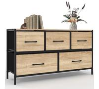 IDMarket - Commode 5 tiroirs en Tissu Utah H.55 cm Meuble de Rangement Design Industriel
