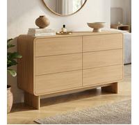 IDMarket - Commode 6 tiroirs Capucine 110 cm façon hêtre Design Arrondi