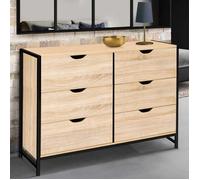 IDMARKET Commode 6 tiroirs DETROIT 115 cm design industriel