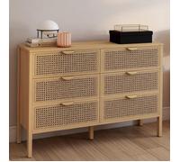 IDMARKET Commode 6 tiroirs EDHEN 115 cm bois et cannage
