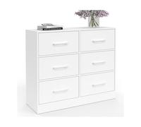 IDMarket Commode UPPAH 6 tiroirs en tissu 80 cm Meuble de rangement bois blanc