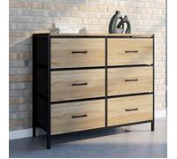 IDMARKET Commode 6 tiroirs en tissu UTAH 80 cm meuble de rangement design industriel