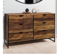 IDMarket Commode 6 tiroirs Hawkins XXL 140 cm Design industriel