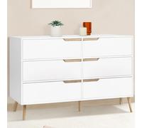 Idmarket Commode 6 Tiroirs Helsinki 115 Cm Scandinave Blanc Blanc