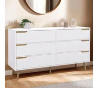 IDMarket Commode HELSINKI XXL 6 tiroirs 140 cm scandinave blanc