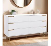 IDMarket - Commode 6 tiroirs Helsinki XXL 140 cm scandinave Blanc