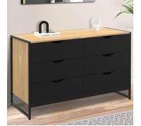 IDMarket – Commode Boston 115 cm – 6 tiroirs – Noire – design industriel