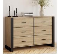 IDMarket - Commode 6 tiroirs Onyx - 115 cm - bois et noir