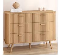 IDMARKET Commode 6 tiroirs ROMIE 110 cm lattes tasseau bois coloris chêne