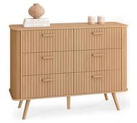 IDMarket - Commode 6 tiroirs Romie 110 cm Lattes tasseau Bois Coloris chêne