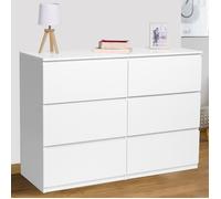 Commode 6 Tiroirs Tomi Bois Blanc Blanc