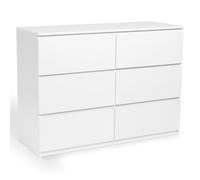 Commode 6 Tiroirs Tomi Bois Blanc Blanc