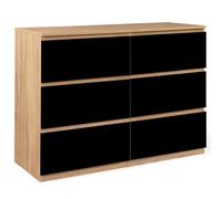 IDMarket - Commode 6 tiroirs TOMI 110 cm Bois façon hêtre et Noir