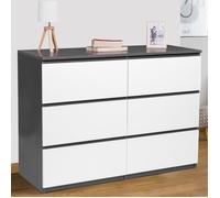 IDMarket Commode TOMI 6 tiroirs 110 cm bois gris et blanc