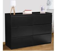 IDMarket - Commode 6 tiroirs TOMI 110 cm Bois Noir