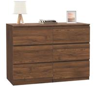 IDMarket - Commode 6 tiroirs TOMI 110 cm Effet Noyer