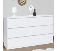 IDMARKET Commode TOMI XXL 6 tiroirs 140 cm bois blanc