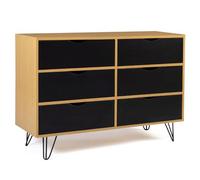 IDMarket - Commode 6 tiroirs Vintage Noemi 110 cm Bois Pied épingle